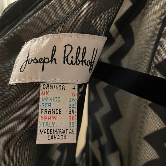 Joseph Ribkoff size 4 midi black & white Geometric design dress - Picture 3 of 11